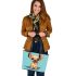 Cartoon of an adorable chihuahua leather tote bag