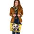 Cute baby panda with sunflowers on a yellow leather Chic Stylish Tote Bag & Women Totes: Perfect Gift for Girlfriend | Crossbody, Purse, Handbag