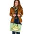 Cute cartoon frog eating ramen leaather tote bag