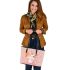 Cute cartoon rabbit with pink ears and tail leather tote bag