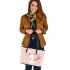 Cute cartoon rabbit with pink ears and tail leather tote bag