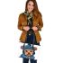 Cute yorkshire terrier in hoodie leather tote bag