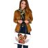 Cute yorkshire terrier with angel wings and heart leather tote bag