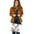 Deer with colorful flower horns leather totee bag