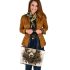 Grizzly bear with dream catcher leather tote bag