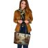 Majestic deer standing gracefully leather totee bag