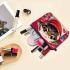 Playful Pug and Friends on a Red Background Makeup Bag