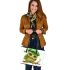 St patricks day cute baby owl with beret leather tote bag