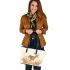 Watercolor deer light beige background with fall colors leather totee bag