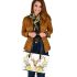 Watercolor deer with yellow roses leather totee bag