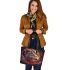 Wolves red moon and dream catcher leather tote bag