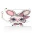 Cute cartoon bunny with pink heart shaped glasses makeup bag