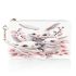 Cute white bunnies with pink flowers makeup bag