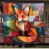 Abstract cubist fox geometric shapes blanket