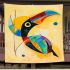 Abstract modern painting of an exotic bird blanket