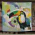 Abstract modern painting of the toucan bird blanket