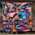 Abstract painting in the style of graffiti art blanket