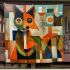 Abstract painting of an animal in the style of cubism blanket
