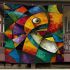 Abstract painting of fish vibrant colors geometric blanket