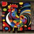 Abstract rooster with simple shapes and lines blanket