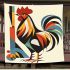 Abstract rooster with simple shapes and lines blanket