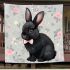 Adorable black rabbit with pink ears blanket