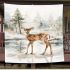 Adorable fawn standing in the snow blanket