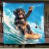 Baby monkey surfs with guitar and musical notes blanket