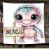 Baby turtle with big eyes wearing boho headband blanket