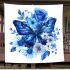 Beautiful blue butterfly with flowers blanket