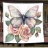 Beautiful butterfly with pink roses blanket