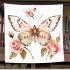 Beautiful butterfly with pink roses blanket