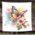 Beautiful colorful butterfly among flowers blanket