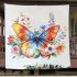 Beautiful colorful butterfly among flowers blanket