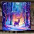 Beautiful deer in the winter forest blanket