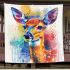 Beautiful deer portrait in watercolor style blanket