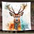 Beautiful deer watercolor splashes blanket