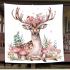 Beautiful deer with a floral wreath on its horns blanket