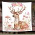 Beautiful deer with a floral wreath on its horns blanket