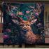 Beautiful deer with colorful flowers on its antlers blanket