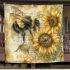 Beautiful vintage illustration of a bumblebee on sunflowers blanket