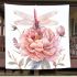 Beautiful watercolor dragonfly sitting on top flower blanket