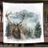 Beautiful watercolor painting of an elk in the forest blanket