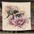 Bee on honeycomb pink and gold lotus flowers blanket