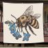 Bee with a blue flower on its back blanket