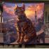 Bengal cat in time traveling escapades blanket