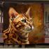 Bengal cat with distinctive features blanket