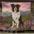 Black and white border collie in the foreground blanket