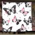 Black and white butterfly pattern with pink accents blanket