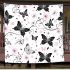 Black and white butterfly pattern with pink stars and flowers blanket
